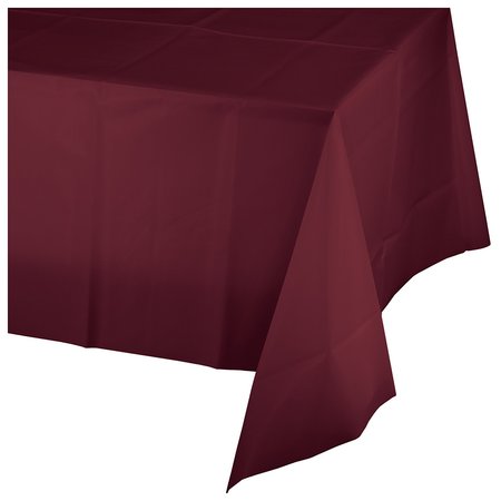 TOUCH OF COLOR Burgundy Red Plastic Tablecloth, 108"x54", 12PK 723122